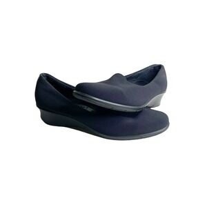 ECCO Sz EU 38 US 7 Womens Black Slip On Wedge Comfort Shoes